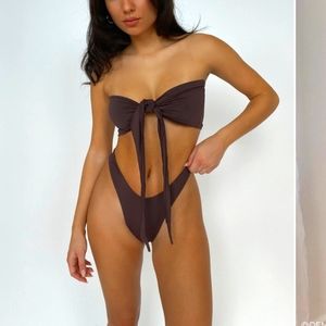 437 Swim Bikini Set Espresso Leo Top Kenzie Bottoms